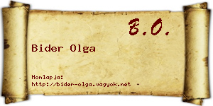 Bider Olga névjegykártya